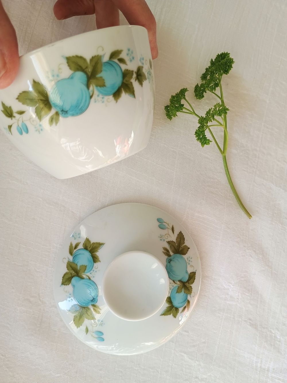 🪺 COTTAGE CORE 🪺 VTG Blue Orchard Noritake Sugar Dish, Coquette Girl